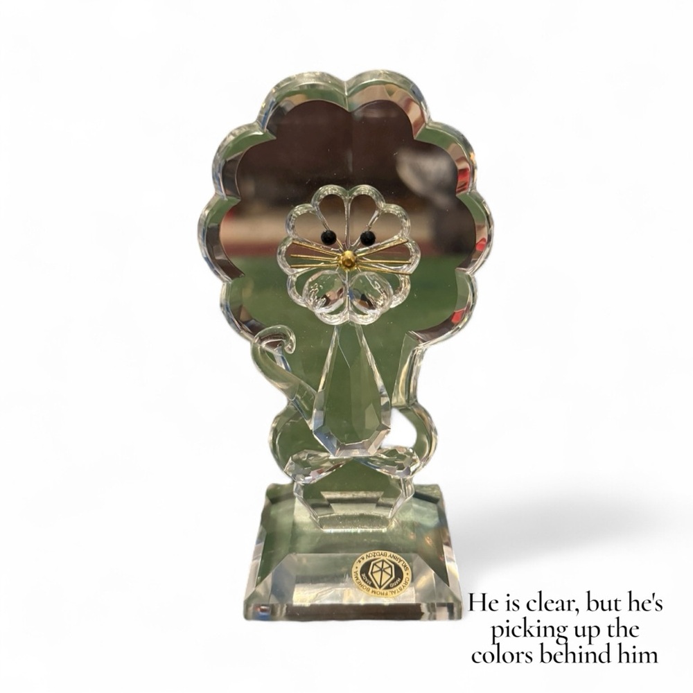 Sklarny vintage glass/ crystal lion from Czech Republic